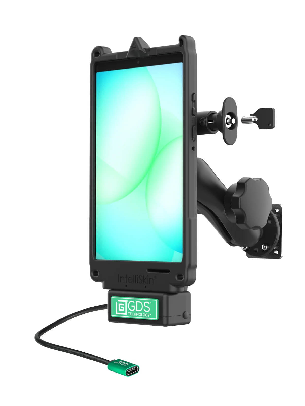 RAM Mounts GDS Uni-Conn™ Fahrzeug-Ladestation (abschließbar) für Samsung Tab A11 in IntelliSkin Schutzhülle - C-Kugel (1,5 Zoll) - USB-C Anschluss
