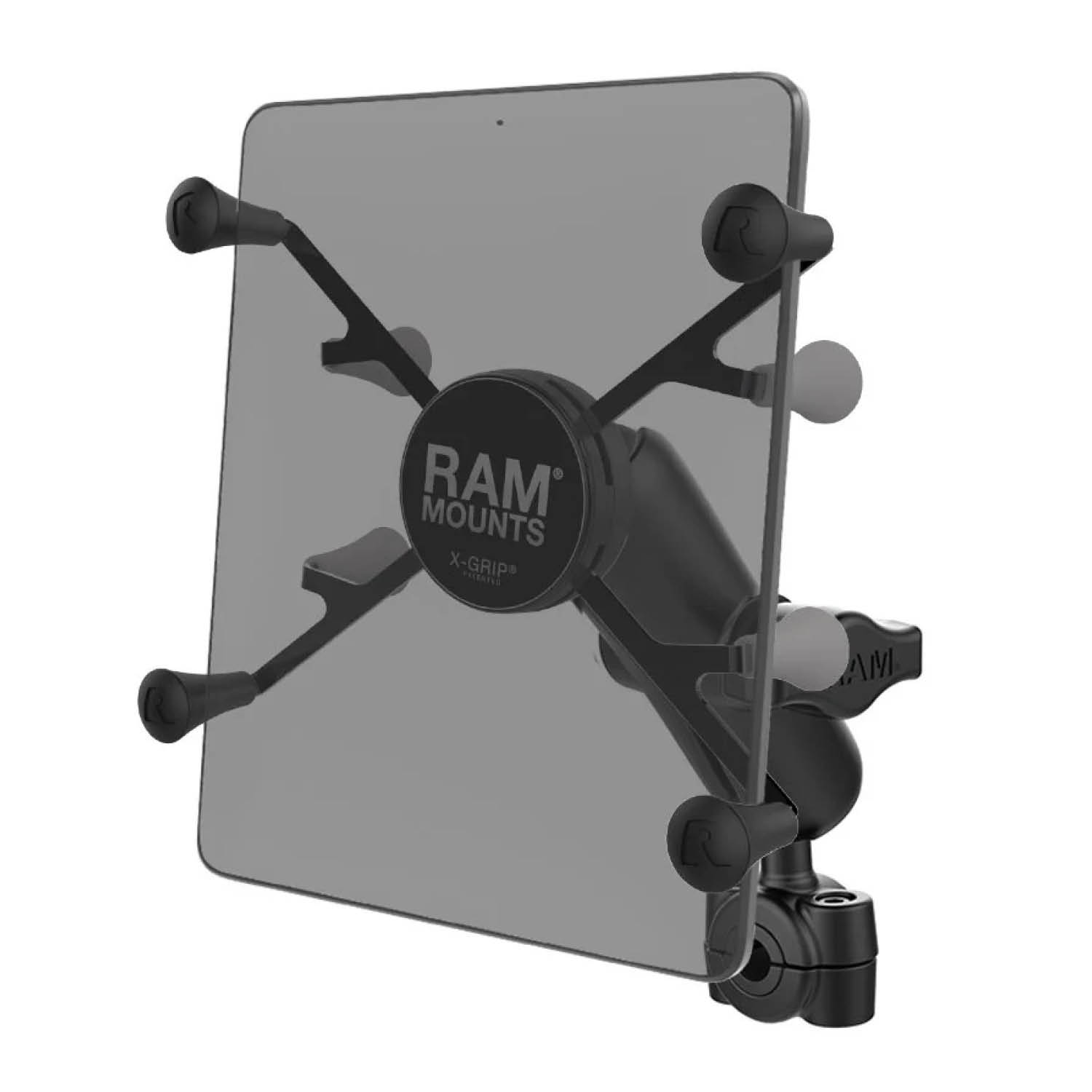 RAM Mounts X-Grip Motorrad-Halterung für 7-8 Zoll Tablets - Mittlerer Verbindungsarm - Kleine Torque Rohrschelle (Durchmesser 9,52 mm bis 15,87 mm) - B-Kugel (1 Zoll)
