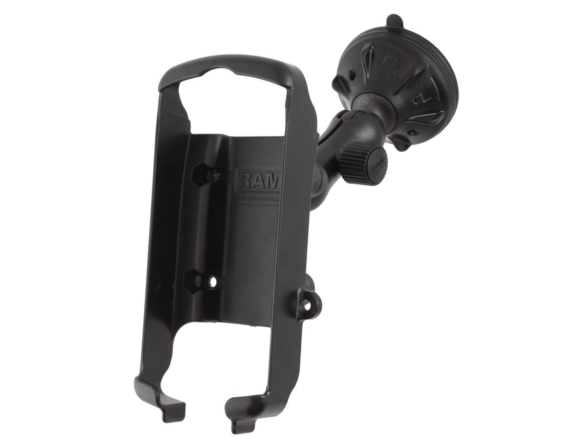 RAM Mounts Verbundstoff Saugfuss-Halterung Garmin GPS 96/76C - kurzer Verbindungsarm (ca. 50 mm), Diamond-Basisplatte (Trapez), Halteschale, B-Kugel (1 Zoll)