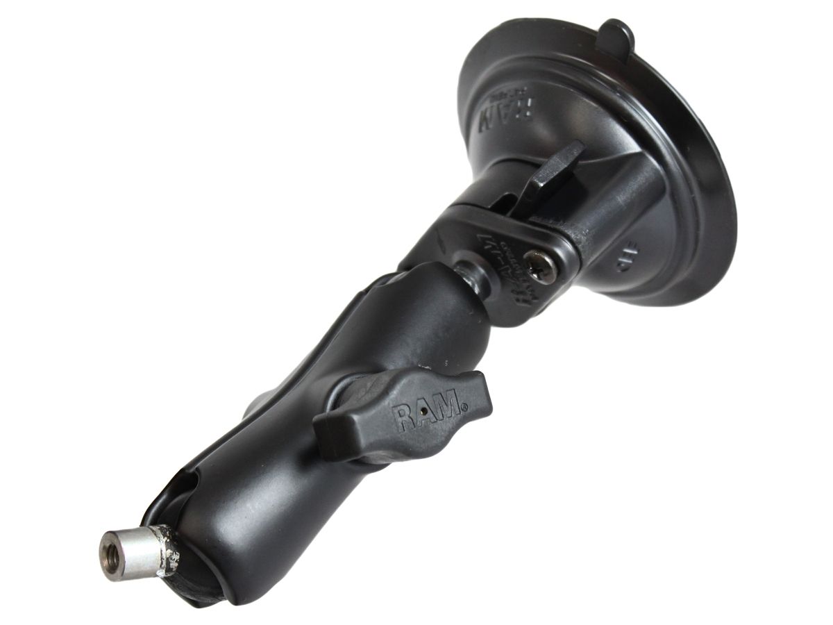 RAM Mounts Saugfuss-Set mit Innengewinde-Anbindung - mittlerer Verbindungsarm, Diamond-Basisplatte (Trapez), Adapter-Kugel mit 1/4"-20 Innengewinde, B-Kugel (1 Zoll)