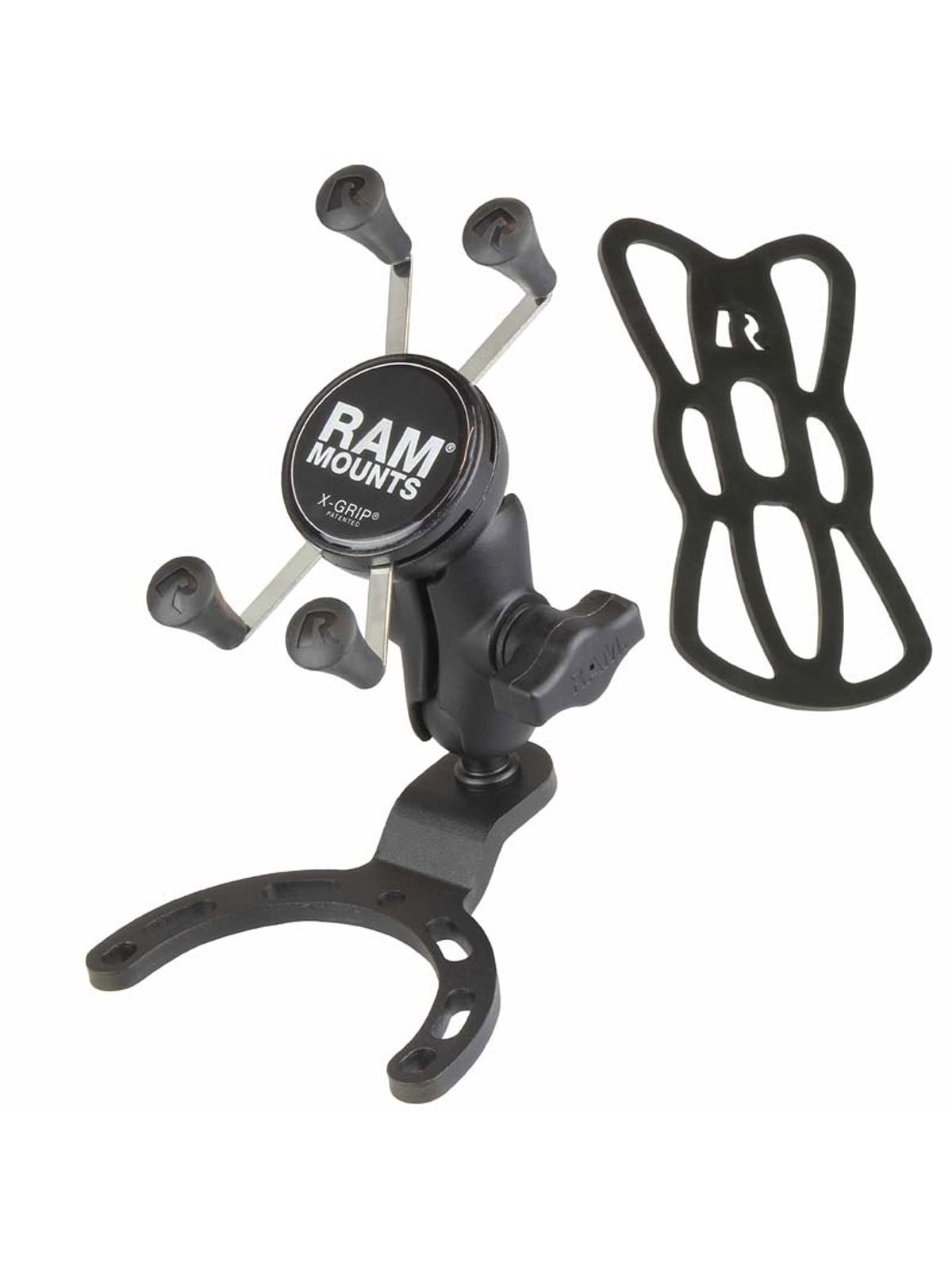 RAM Mounts X-Grip Motorrad-Halterung für Smartphones bis 82,6 mm Breite - B-Kugel (1 Zoll), Tank-Basis (Honda, Suzuki, Yamaha), kurzer Verbindungsarm