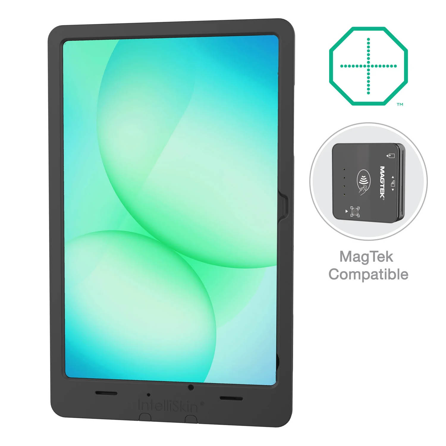 RAM Mounts IntelliSkin Thin-Case Ladeschutzhülle für Samsung Galaxy Tab A9+/A11+ inkl. MagTek Modul - Rückseitige Pogo-Pads - Externer USB-C Anschluss - GDS-Technologie