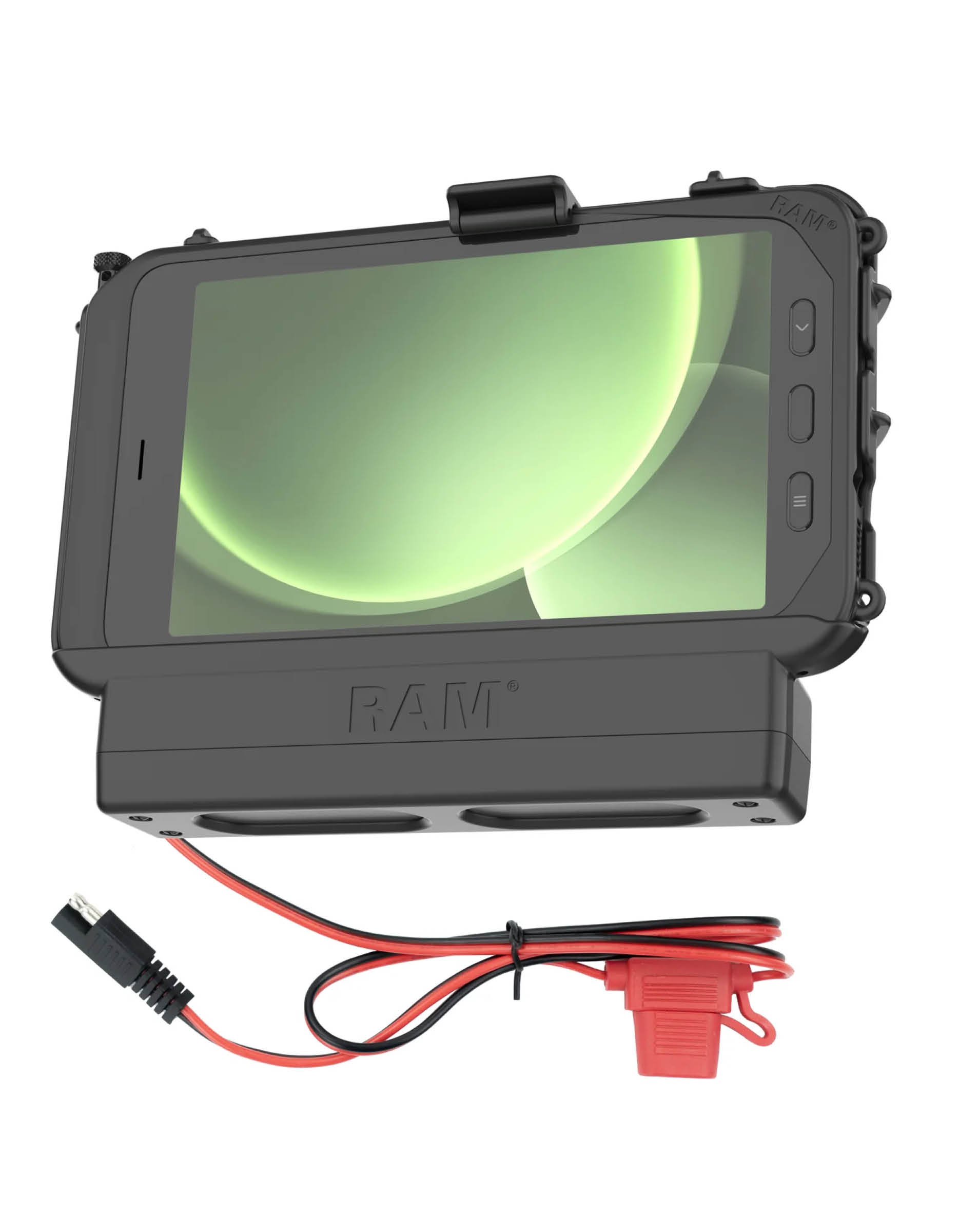 RAM Mounts EZ-Roll'r Halteschale für Samsung Tab Active3 & Active5 - In OEM/RAM Schutzhülle - Integrierter Lautsprecher - SAE-Anschluss