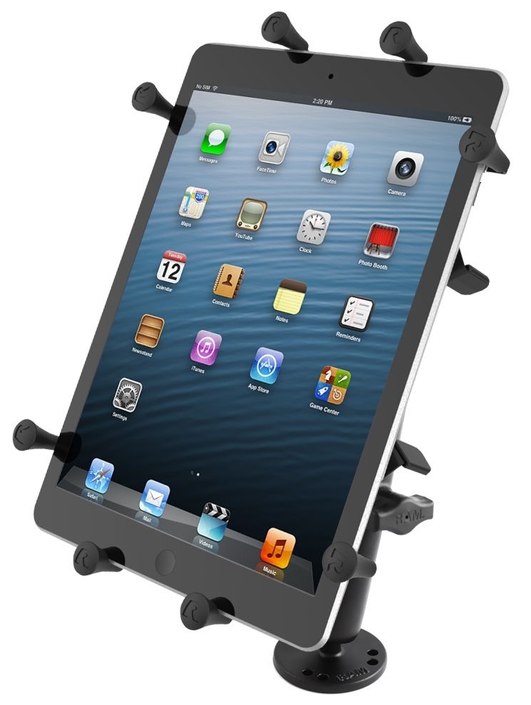 RAM Mounts X-Grip Aufbauhalterung für Tablets (10 Zoll) - B-Kugel (1 Zoll), runde Basisplatte (AMPS), langer Verbindungsarm