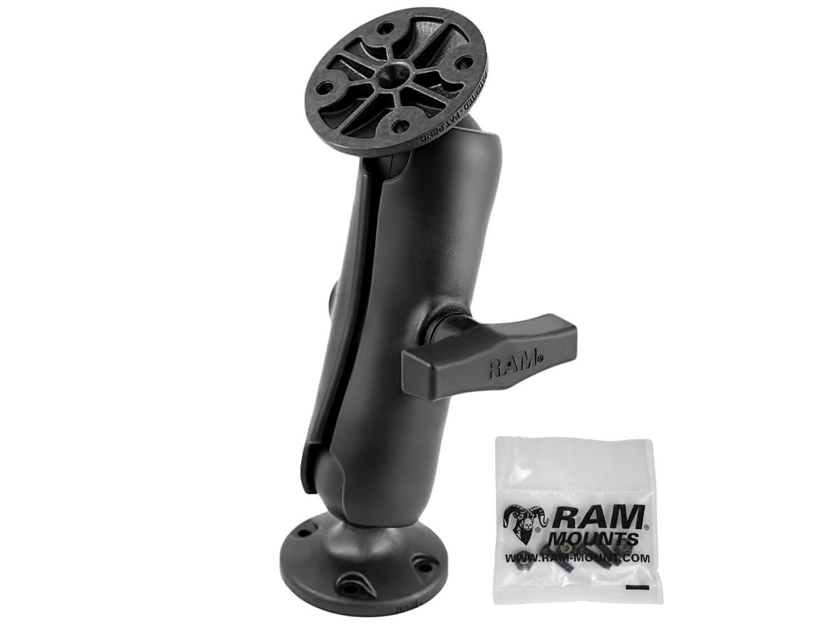 RAM Mounts Marine Verbundstoff-Set für Garmin Echo 100/150 - 2x runde Basisplatte, mittlerer Verbindungsarm, Schrauben-Set, C-Kugel (1,5 Zoll), im Pol