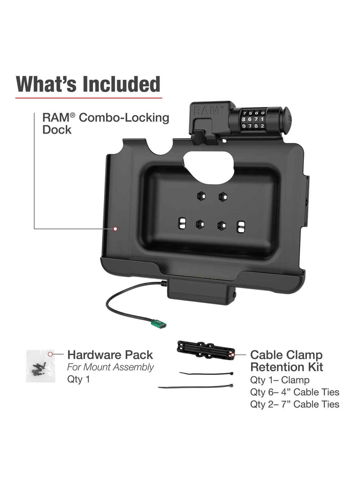 RAM Mounts Form-Fit Halteschale (Zahlenschloss) für Samsung Tab Active4 Pro & Active5 Pro - in OEM/RAM Schutzhülle - USB-C-Anschluss