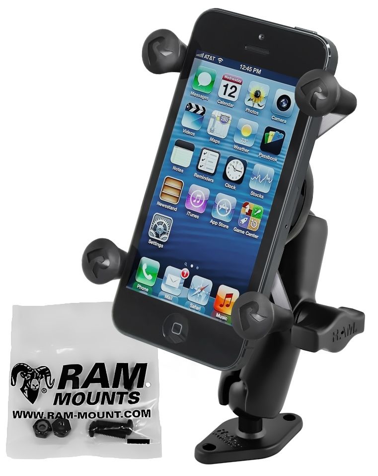 RAM Mounts X-Grip Aufbauhalterung für Smartphones bis 82,6 mm Breite - B-Kugel (1 Zoll), Diamond-Basisplatte (Trapez), mittlerer Verbindungsarm, Schrauben-Set