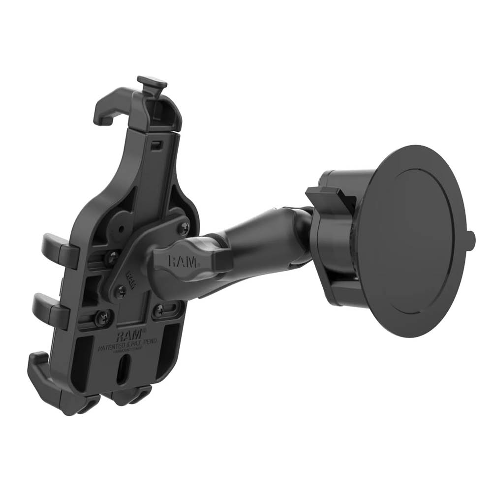 RAM Mounts Quick-Grip Pro Universal Saugfuss-Halterung für Smartphones - B-Kugel (1 Zoll), mittlerer Verbindungsarm, MagSafe kompatibel
