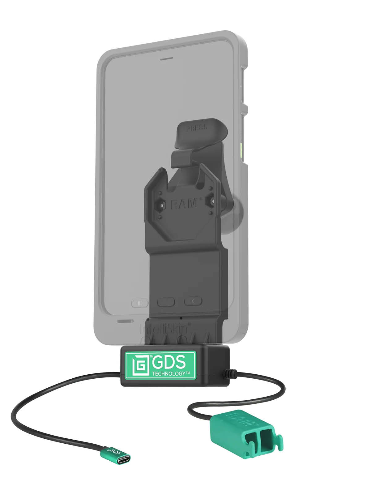 RAM Mounts GDS Uni-Conn Ladestation - 2-Lochmuster AMPS - USB-C & Dual USB-A-Anschluss - Schrauben-Set