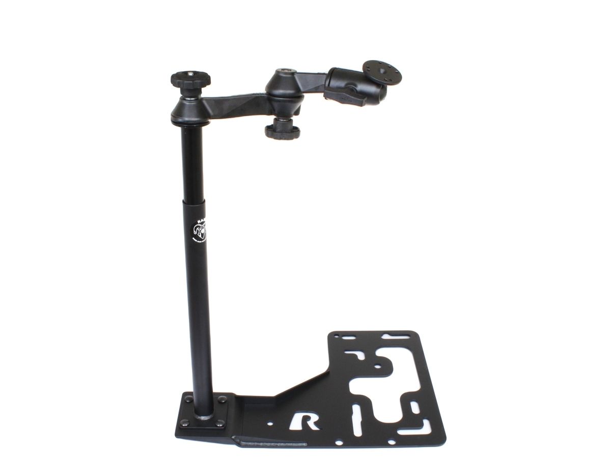 RAM Mounts Universal Schwenkarm-Halterung mit AMPS-Anbindung für LKWs - Fahrzeug-Basis, Doppel-Schwenkarm, runde Basisplatte, C-Kugel (1,5 Zoll)