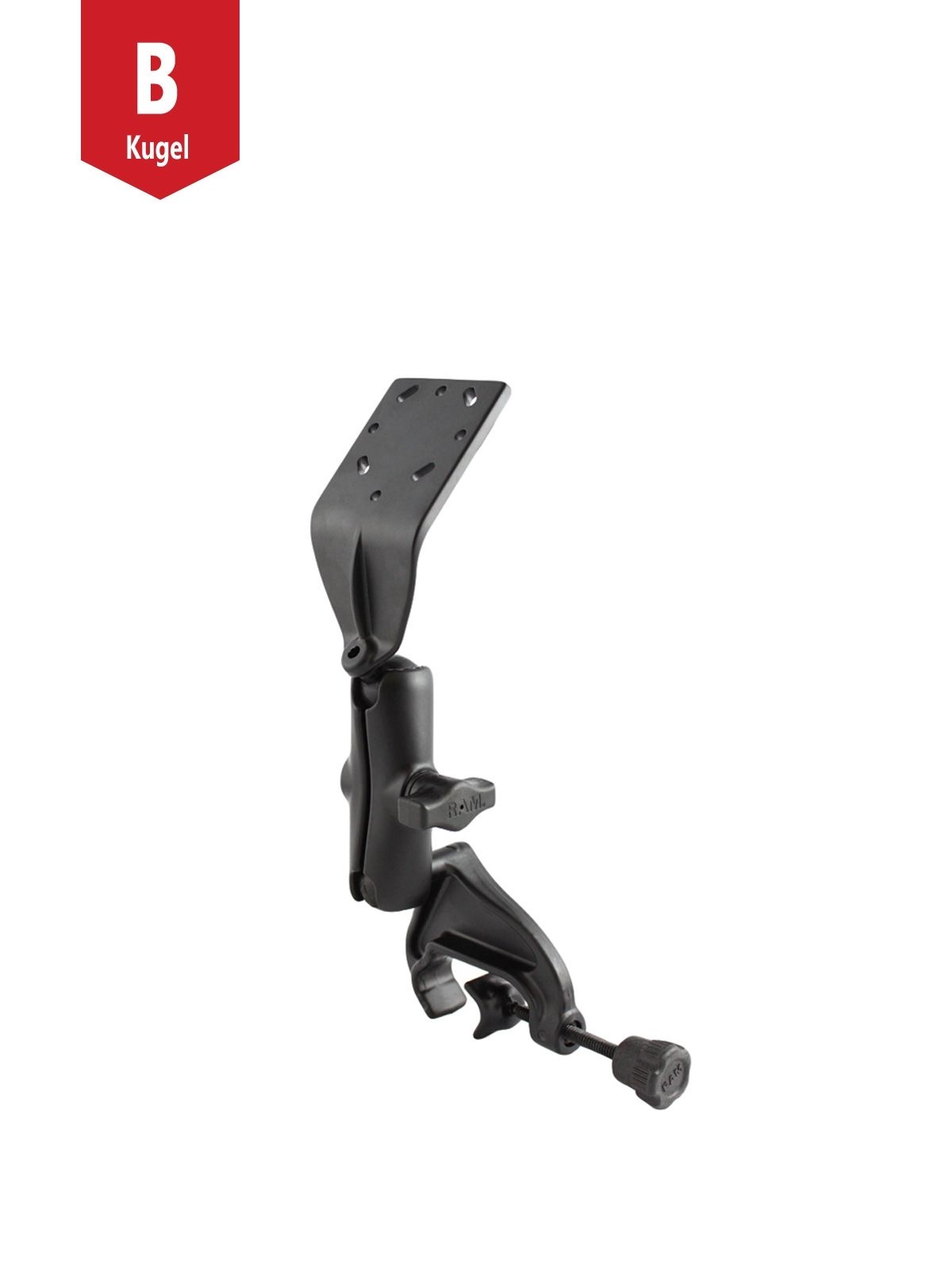RAM Mounts Luftfahrt-Set - B-Kugel (1 Zoll), Steuerhornklammer, mittlerer Verbindungsarm, gewölbte Adapterplatte