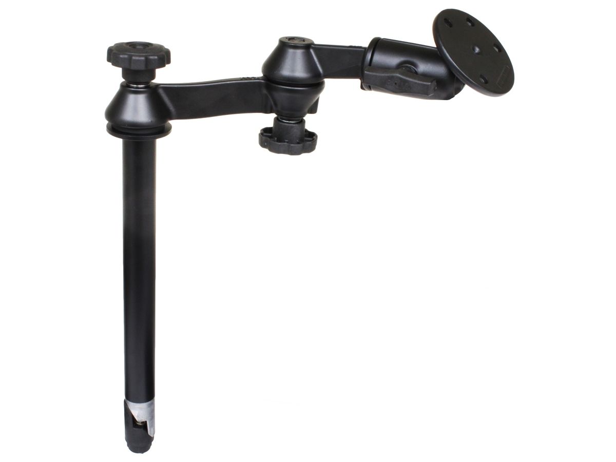 RAM Mounts Doppel-Schwenkarm mit Tele-Pole (ca. 300 mm) - Octagon-Verbindungsarm, runde Basisplatte (großer Durchmesser), C-Kugel (1,5 Zoll)