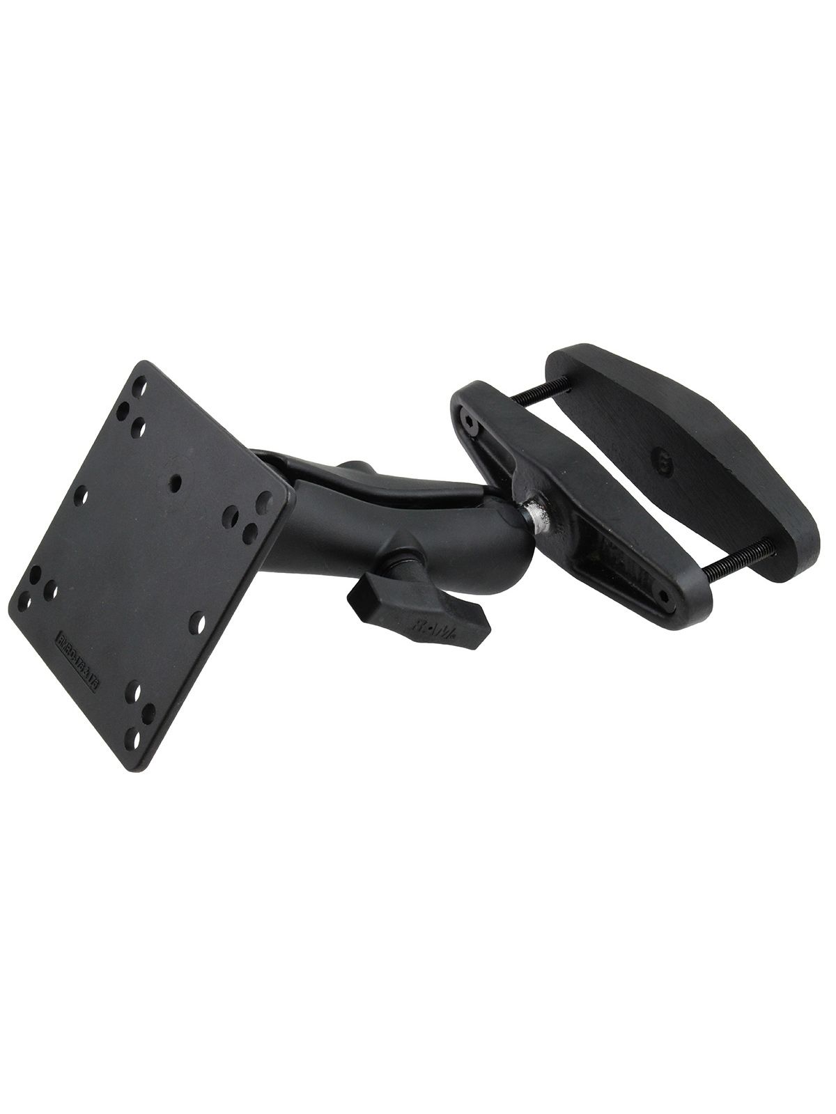 RAM Mounts Schraubklemmen-Set - Schraubklemme (bis 127 mm Breite), mittlerer Verbindungsarm, VESA-Platte (75x75 u. 100x100 mm Lochraster), C-Kugel (1,5 Zoll)
