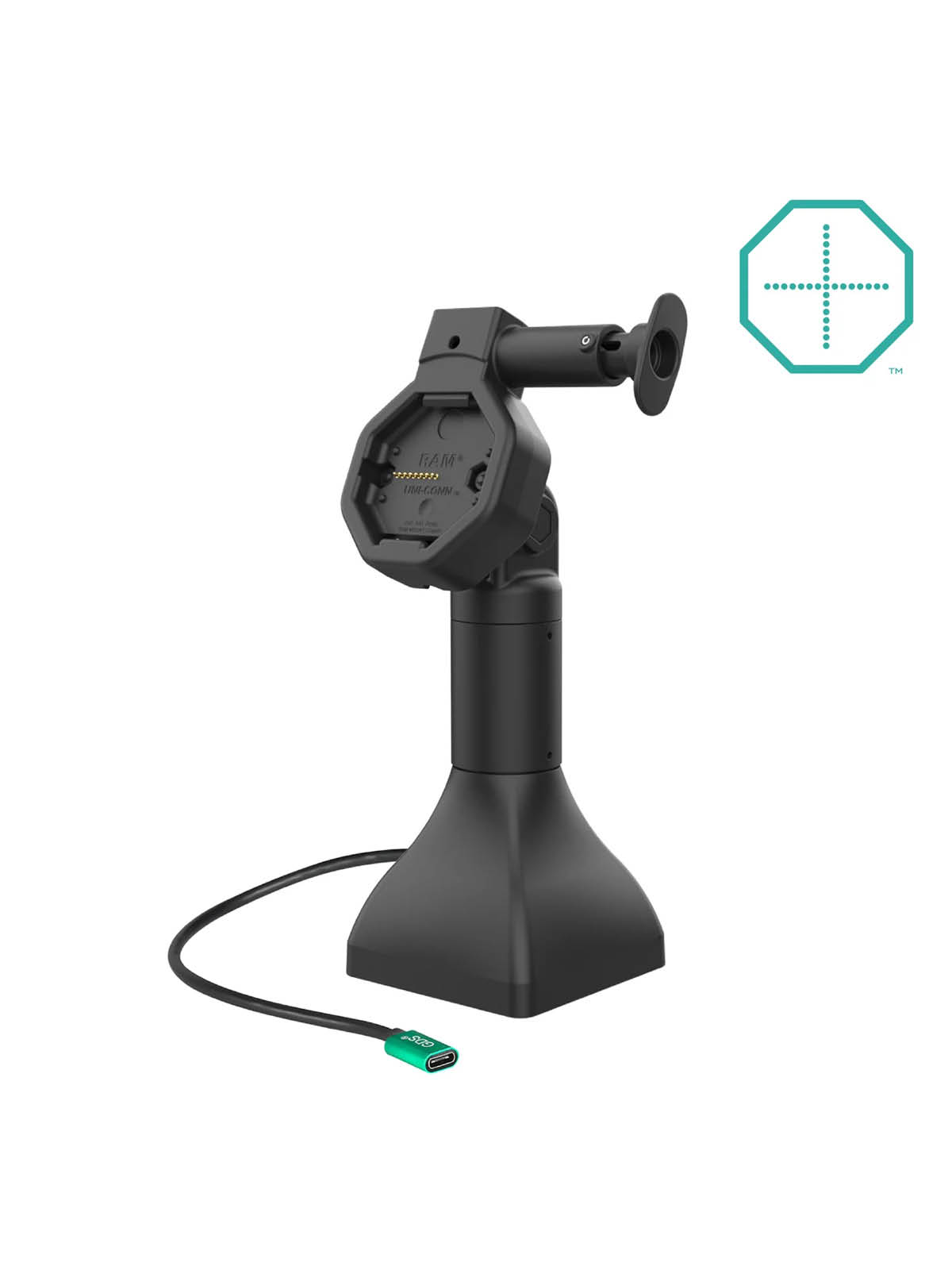 RAM Mounts GDS Uni-Conn Stand-Dockingstation (7 Zoll) mit Lösevorrichtung - Dreh-& Schwenkbar - USB-C-Anschluss - Rückseitige Pogo-Pads