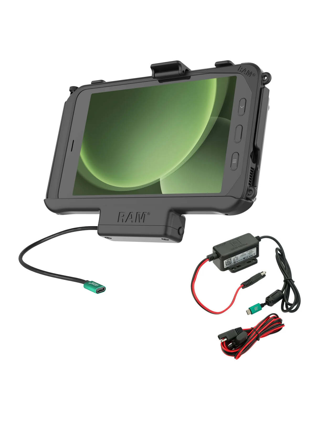 RAM Mounts EZ-Roll'r Halteschale für Samsung Tab Active3 & Active5 - In OEM/RAM Schutzhülle - Inkl. Strom-Modul - USB-C-Anschluss