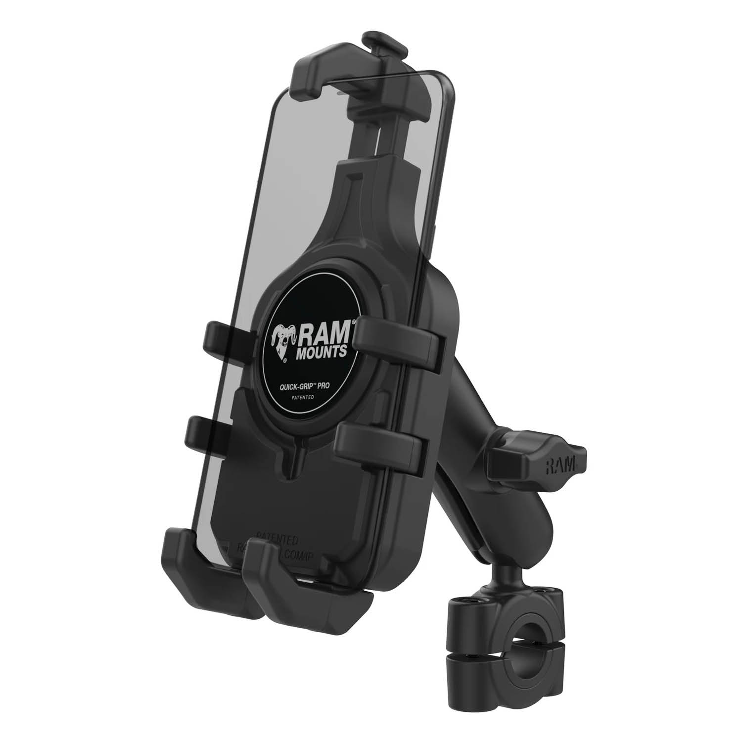 RAM Mounts Torque Quick-Grip Pro Universal-Halterung - B-Kugel (1 Zoll), Torque-Basis (19-25 mm Durchmesser), mittlerer Verbindungsarm