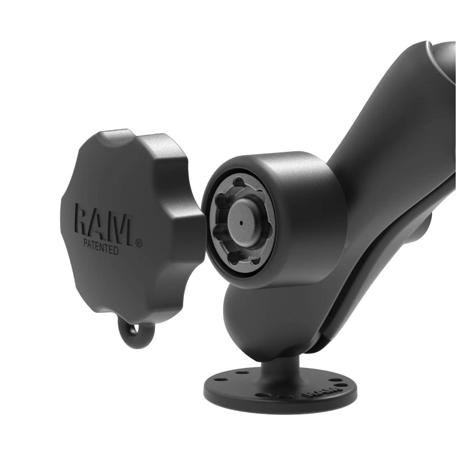 RAM Mounts Fahrzeug-Halterung Sonim XP5plus / XP5plus 5G - C-Kugel (1,5 Zoll), abschließbar, inkl. Mikrofon/Lautsprecher u. Kabel, 4-Loch AMPS
