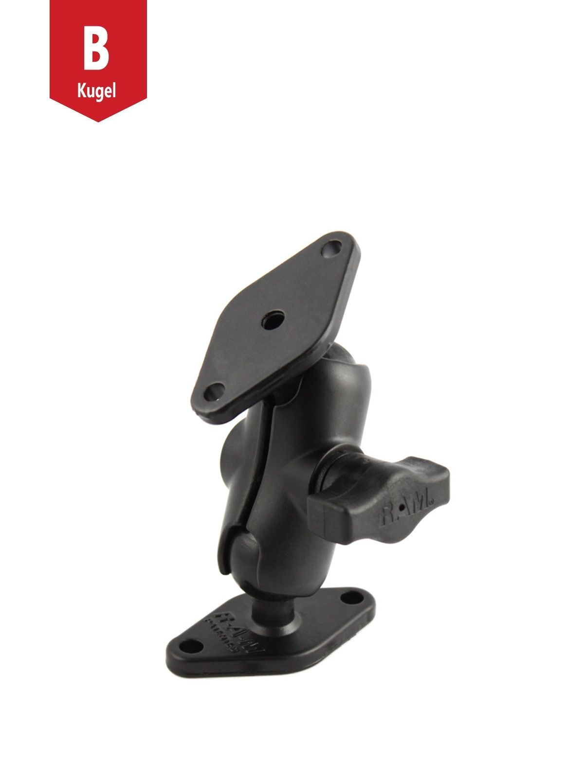 RAM Mounts Aufbau-Set - B-Kugel (1 Zoll) - 2x Diamond (Trapez) Basisplatten (2-Loch AMPS) - Kurzer Verbindungsarm (ca. 61,46 mm)