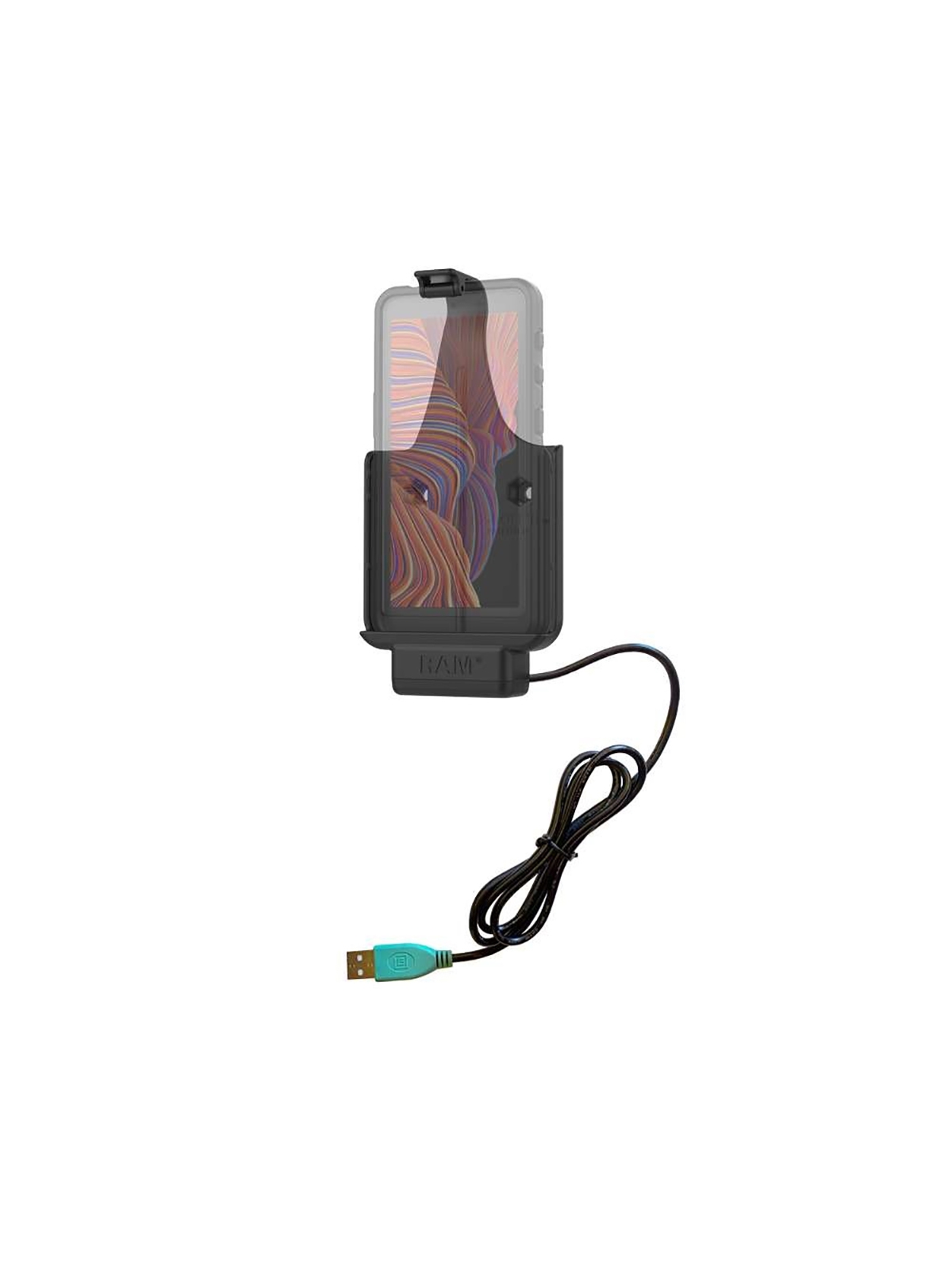 RAM Mounts EZ-Roll'r Form-Fit Halteschale für Samsung Galaxy XCover 5 (mit Schutzhülle) - inkl. Ladefunktion, USB-A