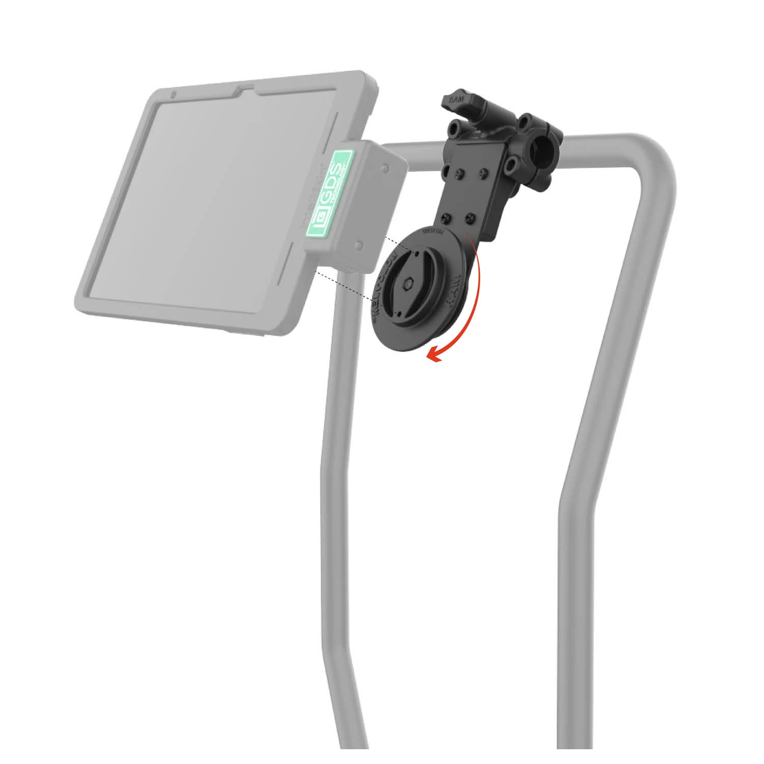 RAM Mounts Drehgelenk-Befestigung mit Roto-View™ Anbindung für Tough-Bar™ - 2-Loch AMPS