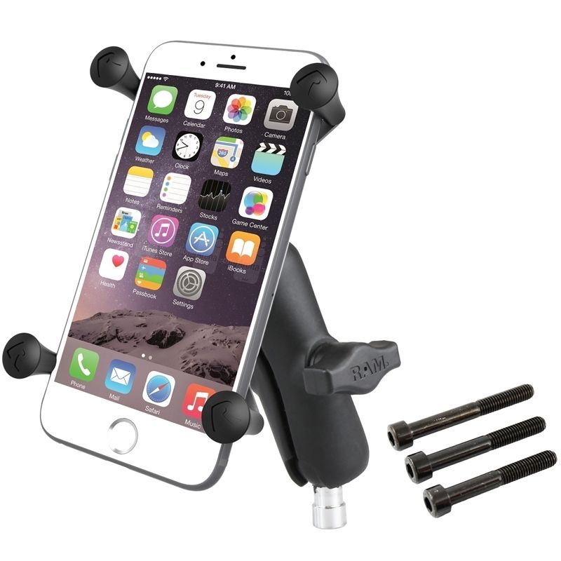 RAM Mounts X-Grip Motorrad-Halterung für Smartphones bis 114,3 mm Breite - B-Kugel (1 Zoll), Kugel für Lenkerkopf mit M8-Schrauben, mittlerer Verbindungsarm