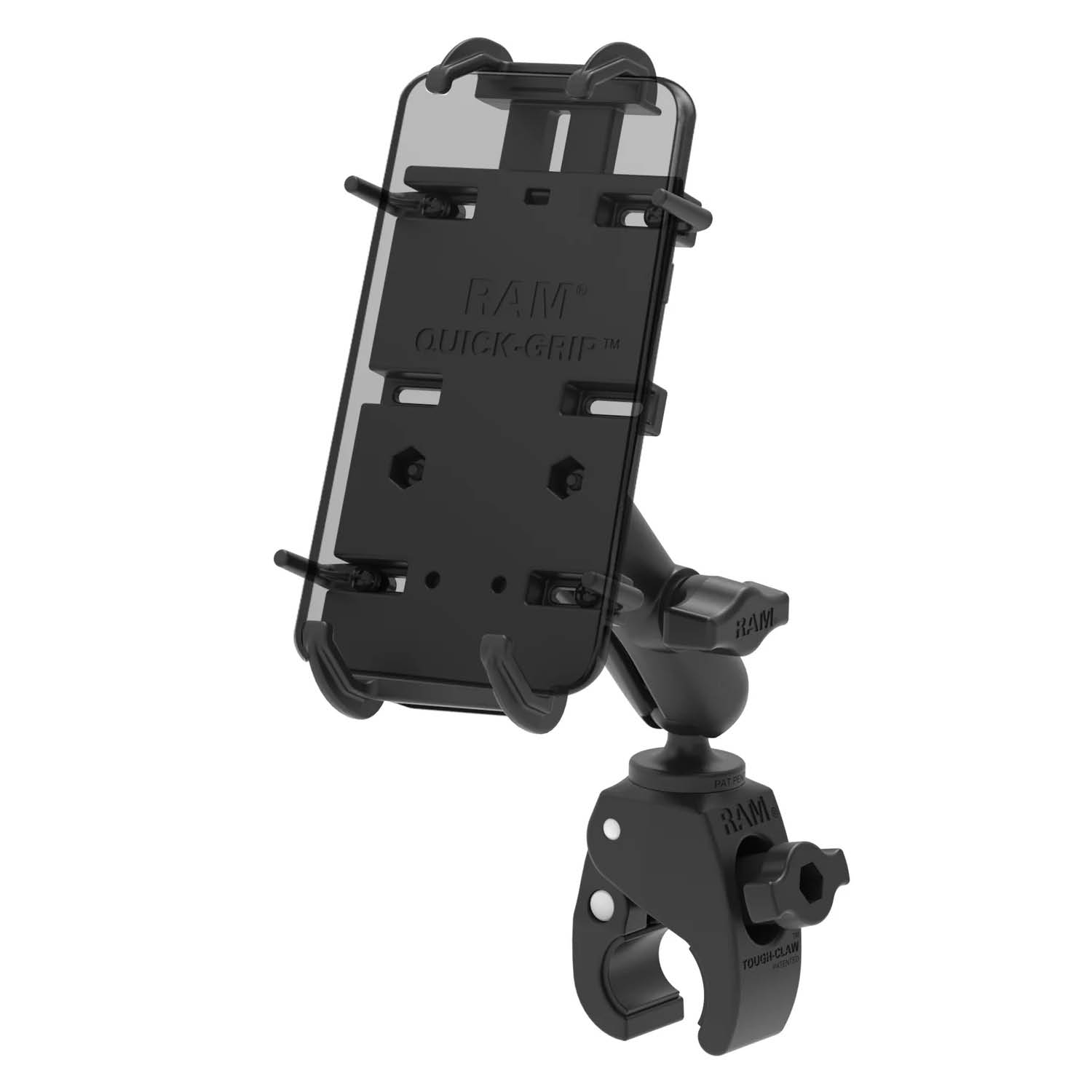 RAM Mounts Tough-Claw Halterung mit Quick-Grip XL Universal-Halteschale - B-Kugel (1 Zoll), Tough-Claw klein (Durchmesser 15,9-29,0 mm)