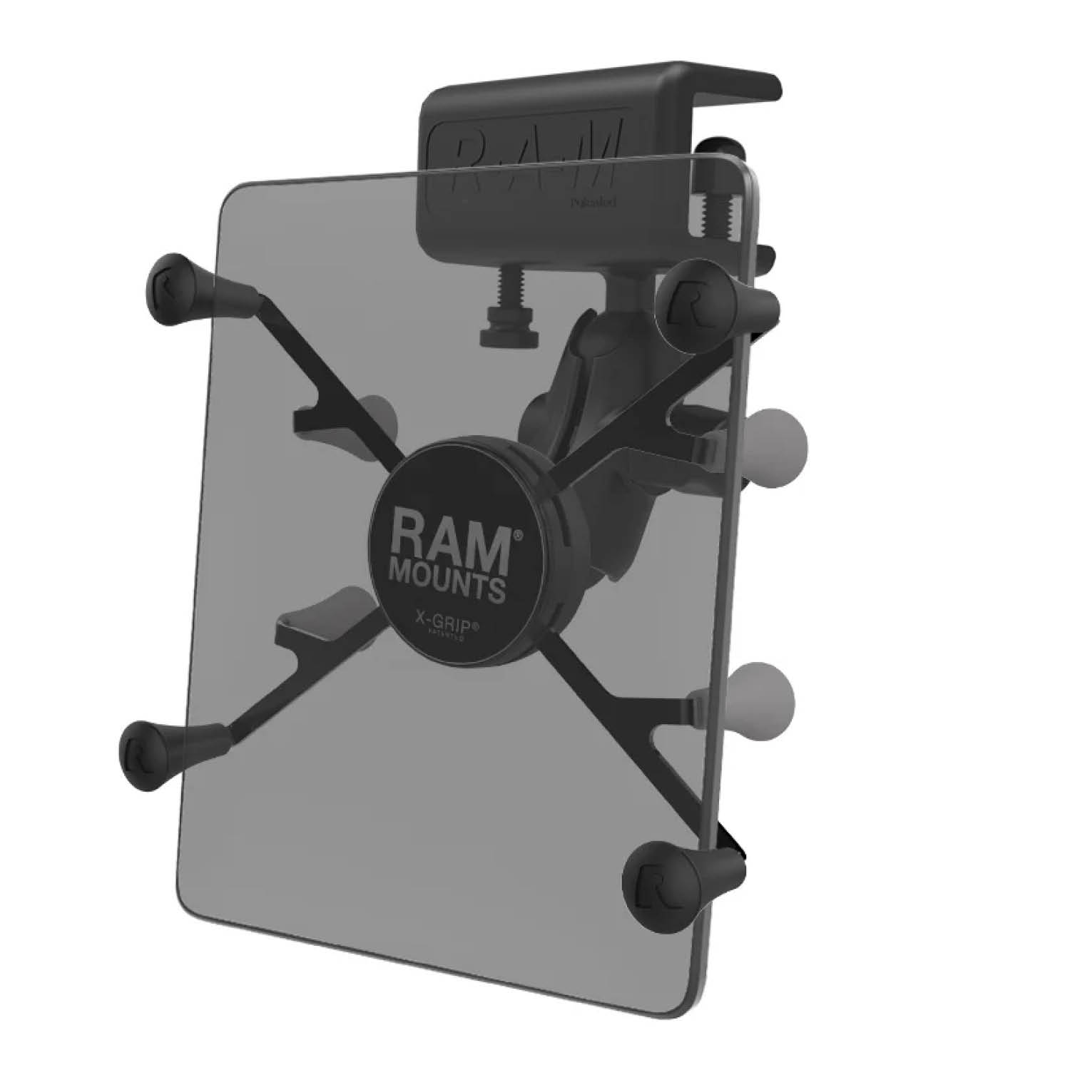 RAM Mounts X-Grip Luftfahrt-Panelhalterung für 7-8 Zoll Tablets - Kurzer Verbindungsarm - Panelklammer (Klemmbereich max. 15,87 mm) - B-Kugel (1 Zoll) - Schrauben-Set
