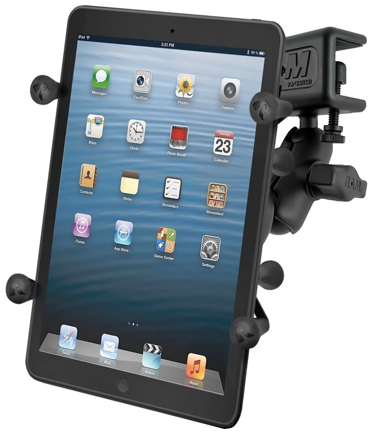 RAM Mounts X-Grip Luftfahrt-Panelhalterung für Tablets (7 Zoll) - B-Kugel (1 Zoll), Panelklammer, kurzer Verbindungsarm