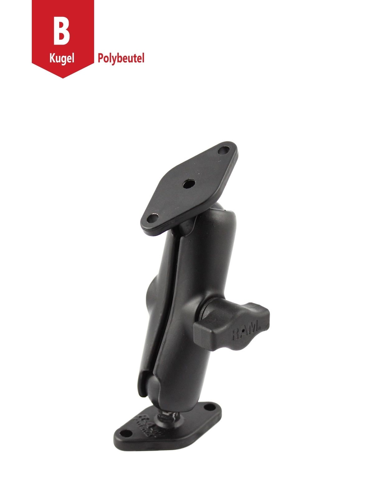 RAM Mounts Aufbau-Set - B-Kugel (1 Zoll) - 2x Diamond (Trapez) Basisplatten (2-Loch AMPS) - Mittlerer Verbindungsarm (ca. 94,74 mm)