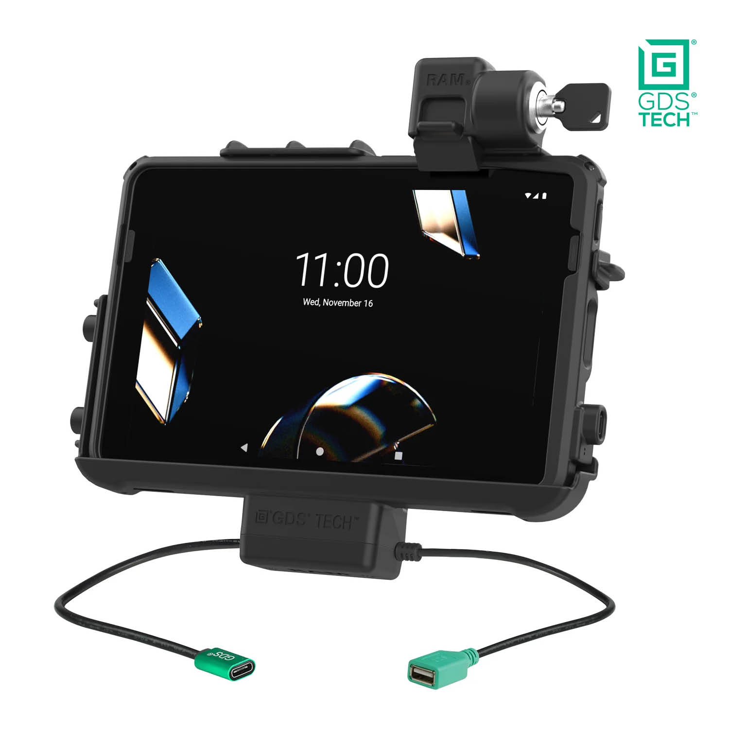 RAM Mounts GDS Thin-Dock (Key-locking) for Zebra ET401 & ET4x (10") Tablets in IntelliSkin protective sleeve - USB-C & USB-A Connector