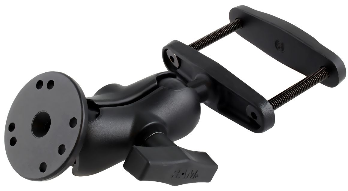 RAM Mounts Schraubklemmen-Set - Schraubklemme (bis 76 mm Breite), kurzer Verbindungsarm, runde Basisplatte (AMPS), C-Kugel (1,5 Zoll), im Polybeutel