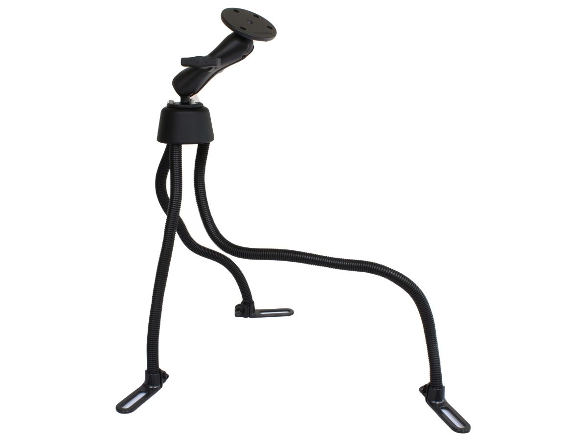 RAM Mounts Pod III Fahrzeug Sitzschienen-Befestigung - flexible Stäbe (ca. 450 / 500 / 750 mm Länge), runde Basisplatte (AMPS), mittlerer Verbindungsarm, runde Basisplatte (93,5 mm Durchmesser), C-Kugel (1,5 Zoll)