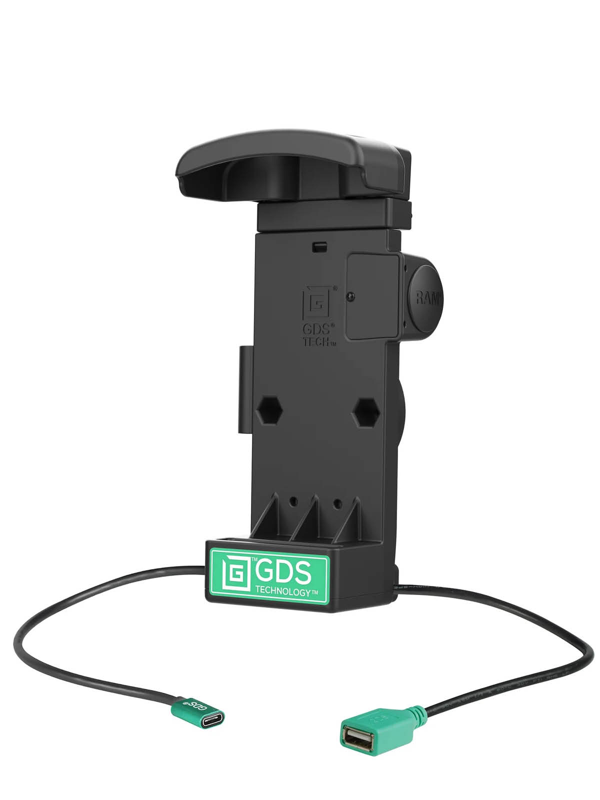 RAM Mounts GDS Holder for Zebra TC2x & TC5x Series in IntelliSkin Protective Sleeve - Top Scanner Cutout - USB-C & USB-A Connector