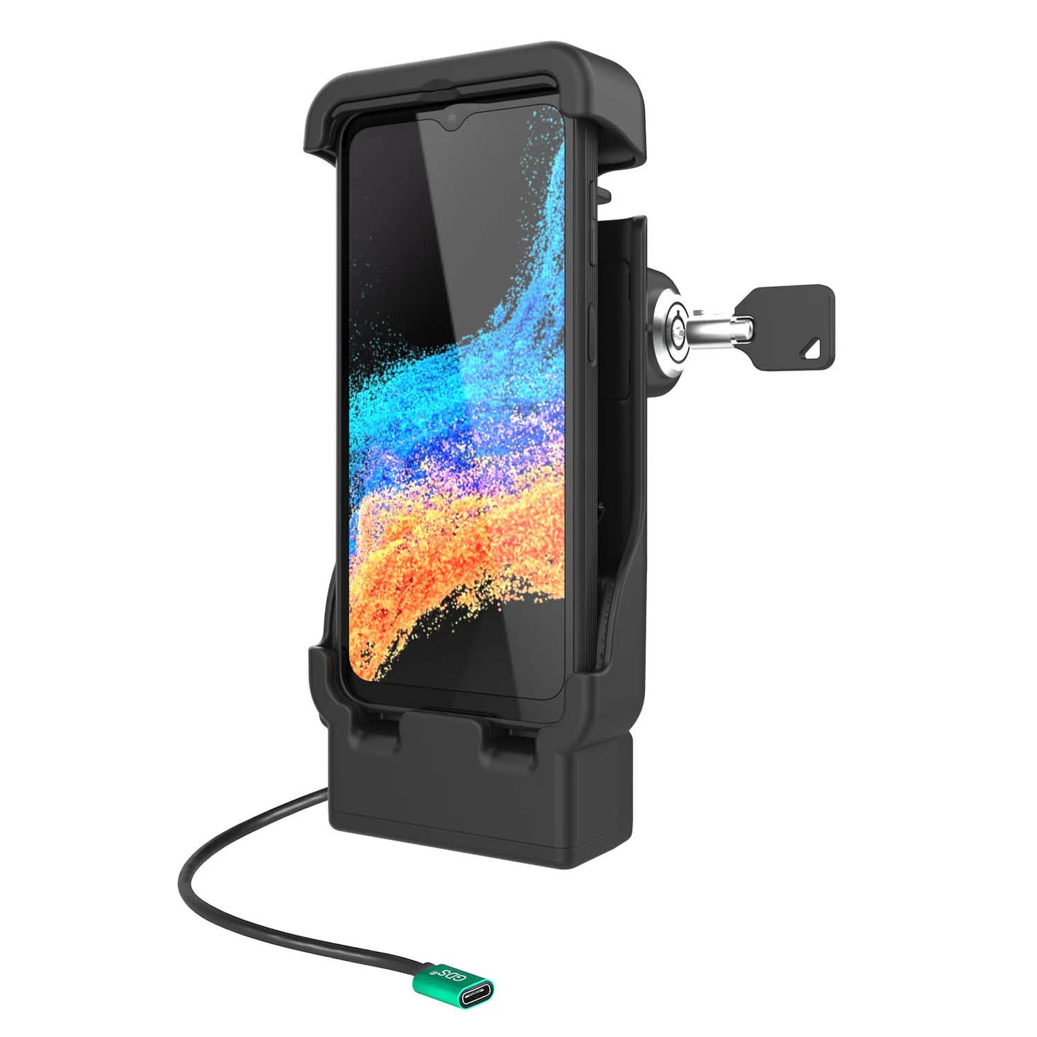 RAM Mounts GDS Fahrzeug-Ladestation für Samsung XCover7 Pro & 6 Pro - abschließbar, USB-C-Anschluss, 2-Loch AMPS