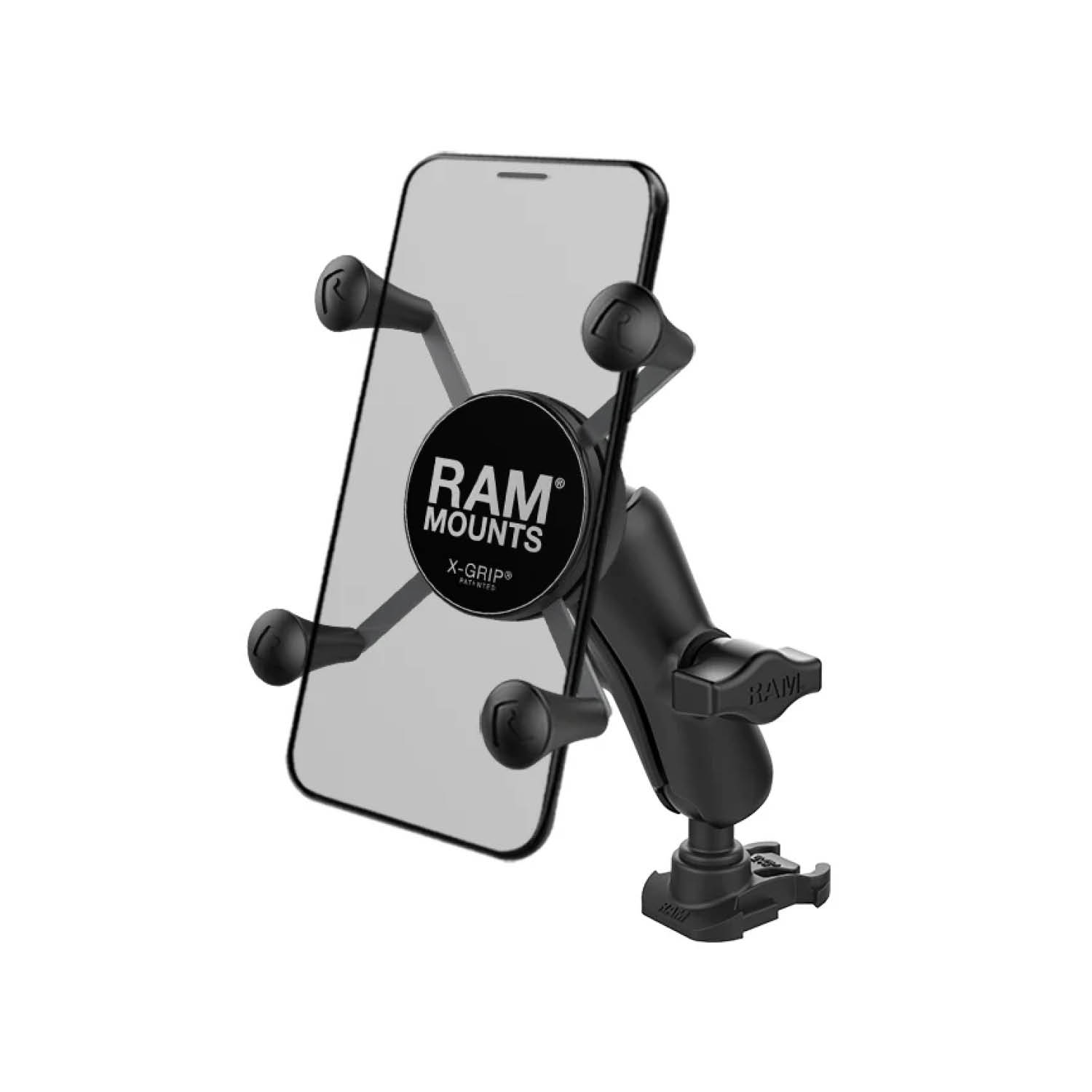 RAM Mounts X-Grip Smartphone Halterung für Original GoPro-Basis (Verbundstoff) - Bis 82,55 mm Breite - Mittlerer Verbindungsarm - GoPro Adapter Basiskugel - B-Kugel (1 Zoll)