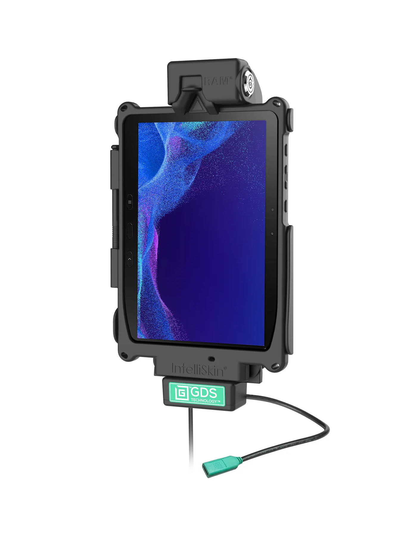 RAM Mounts GDS Cool-Dock Halteschale (Schlüsselverriegelung) für Samsung Tab Active4 Pro & Active5 Pro - in IntelliSkin Schutzhülle - Mit Lüfter - USB-C-Anschluss