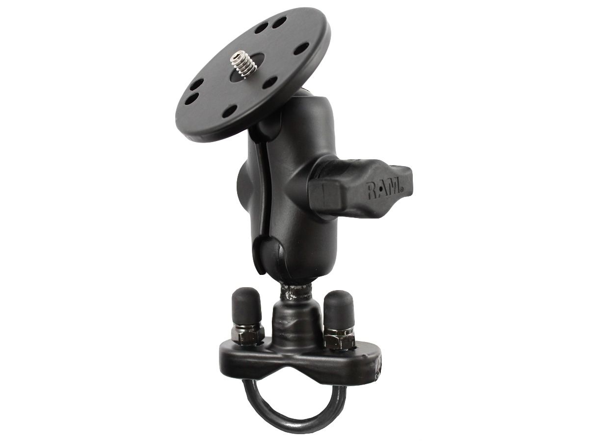 RAM Mounts Kamerahalterung (kurz) für Lenker/Rohre mit 1/4"-20 Gewindestift - mit Klemmschelle, B-Kugel (1 Zoll), im Polybeutel