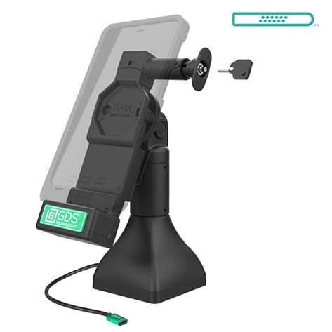RAM Mounts GDS Uni-Conn Stand-Dockingstation (7 Zoll) - Dreh- & Schwenkbar - abschließbar (Schlüssel) - USB-C-Anschluss