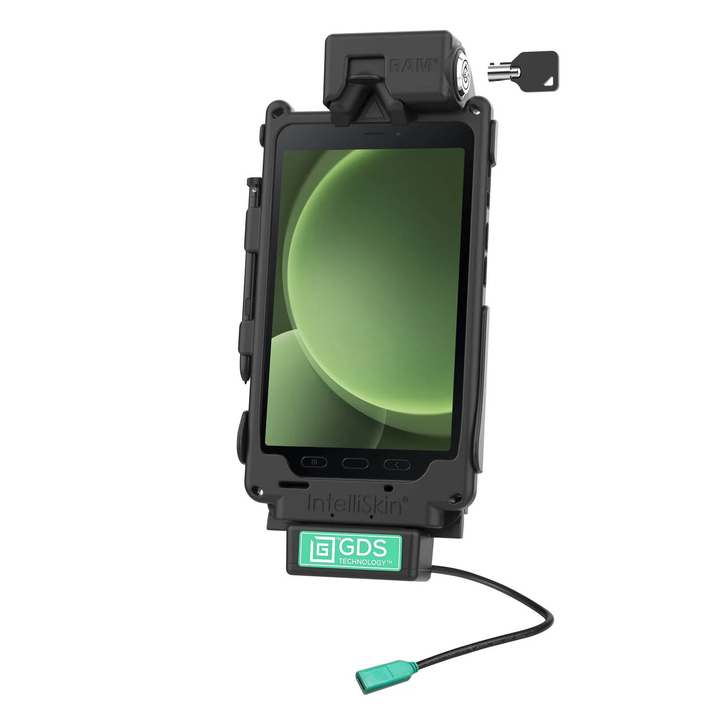 RAM Mounts GDS Tough-Dock Halteschale (Schlüsselverriegelung) für Samsung Tab Active5 & Active3 - in IntelliSkin Schutzhülle - Dual USB-C Anschluss