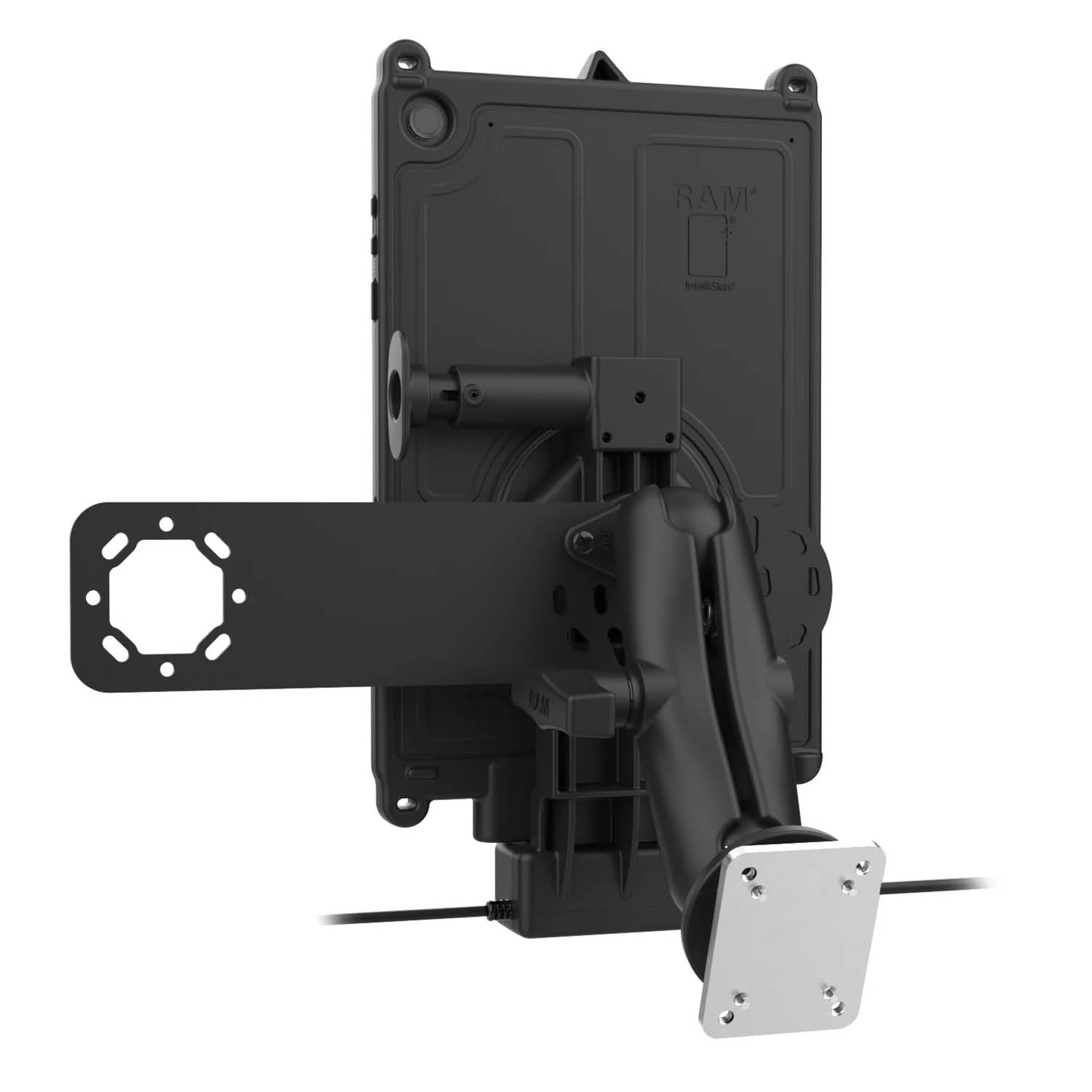 RAM Mounts GDS Uni-Conn™ Fahrzeug-Ladestation für Samsung Tab A11+ in IntelliSkin Schutzhülle - C-Kugel (1,5 Zoll) - Aufnahme für Handmikro - USB-C/-A Anschluss