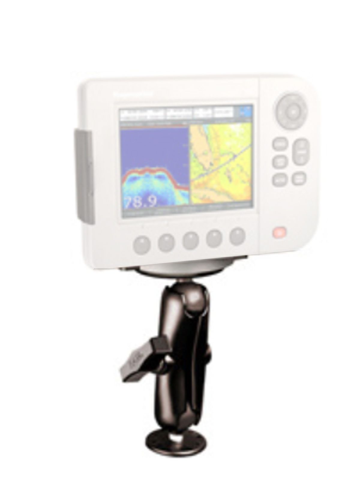 RAM Mounts Marine Aufbau-Halterung für Raymarine - runde Basisplatte (AMPS), mittlerer Verbindungsarm, Raymarine-Adapter, C-Kugel (1,5 Zoll), im Polyb