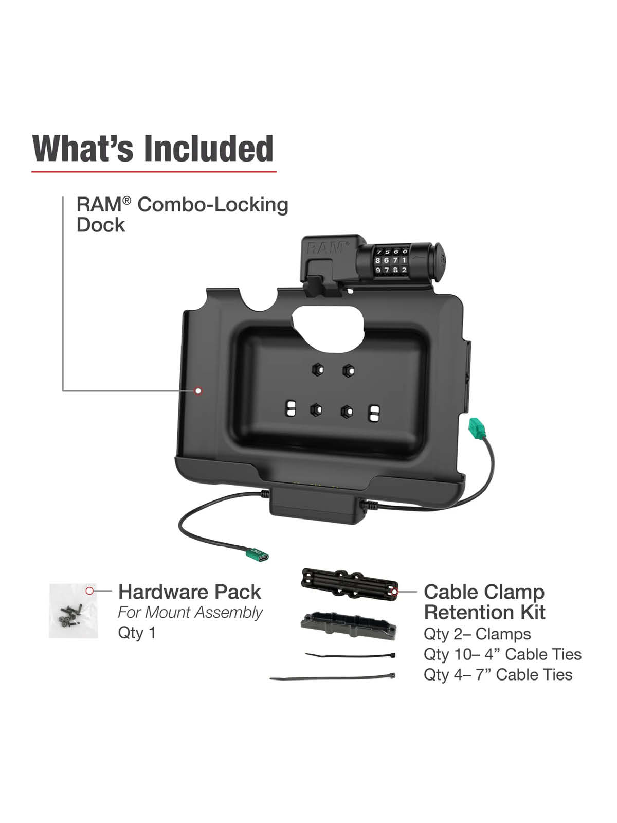 RAM Mounts Form-Fit Halteschale (Zahlenschloss) für Samsung Tab Active4 Pro & Active5 Pro - in OEM/RAM Schutzhülle - USB-C & USB-A-Anschluss