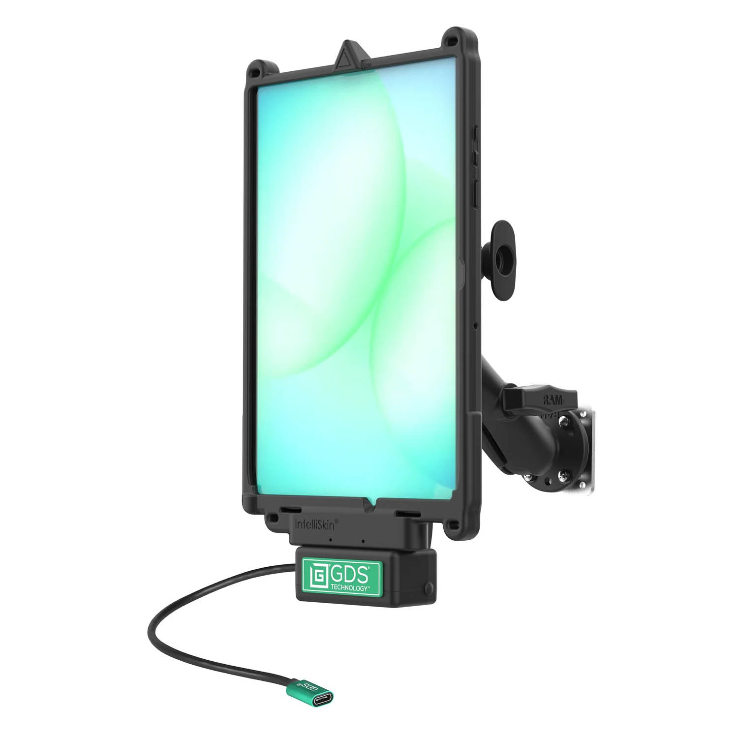RAM Mounts GDS Uni-Conn™ Fahrzeug-Ladestation für Samsung Tab A11+ in IntelliSkin Schutzhülle - C-Kugel (1,5 Zoll) - USB-C Anschluss