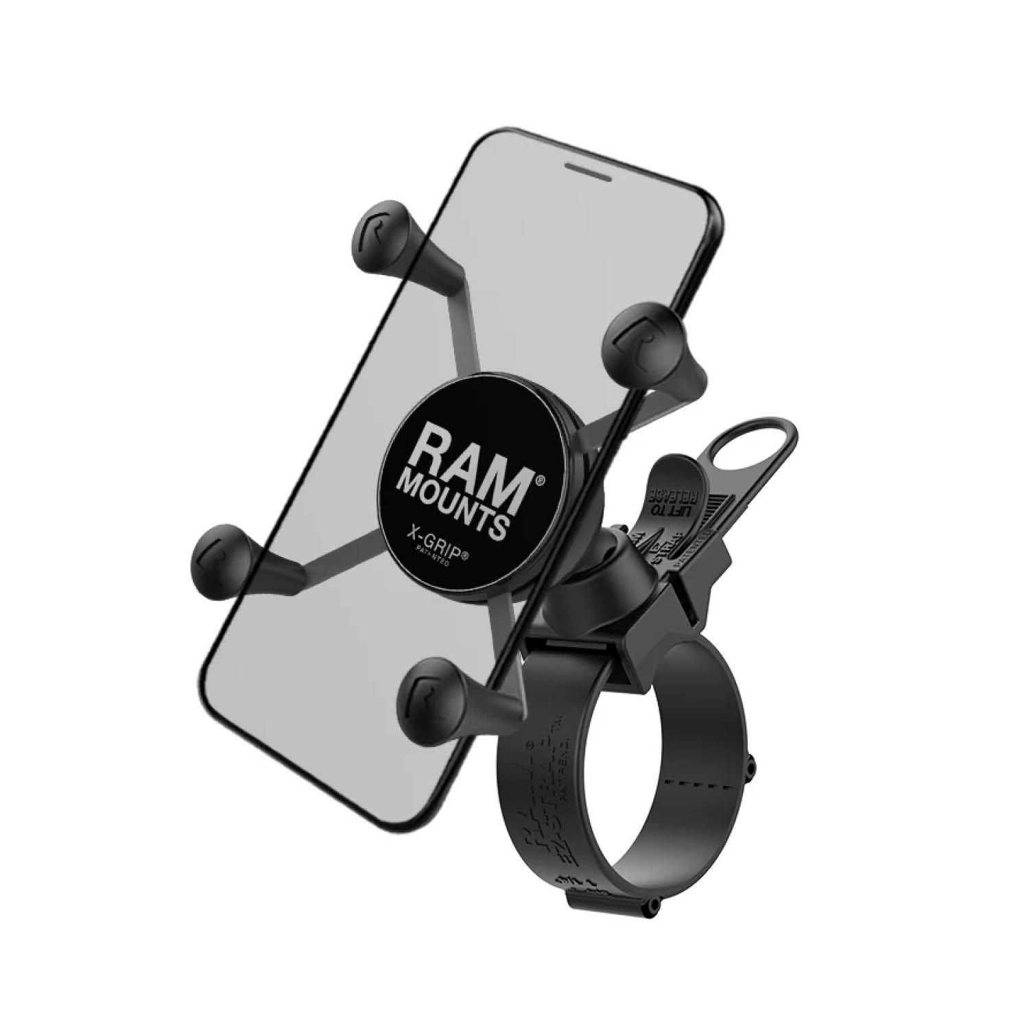 RAM Mounts X-Grip EZ-Strap-Lenkerhalterung für Smartphones (Verbundstoff) - Bis 82,55 mm Breite - Durchmesser von 12,7 mm bis 65,53 mm
