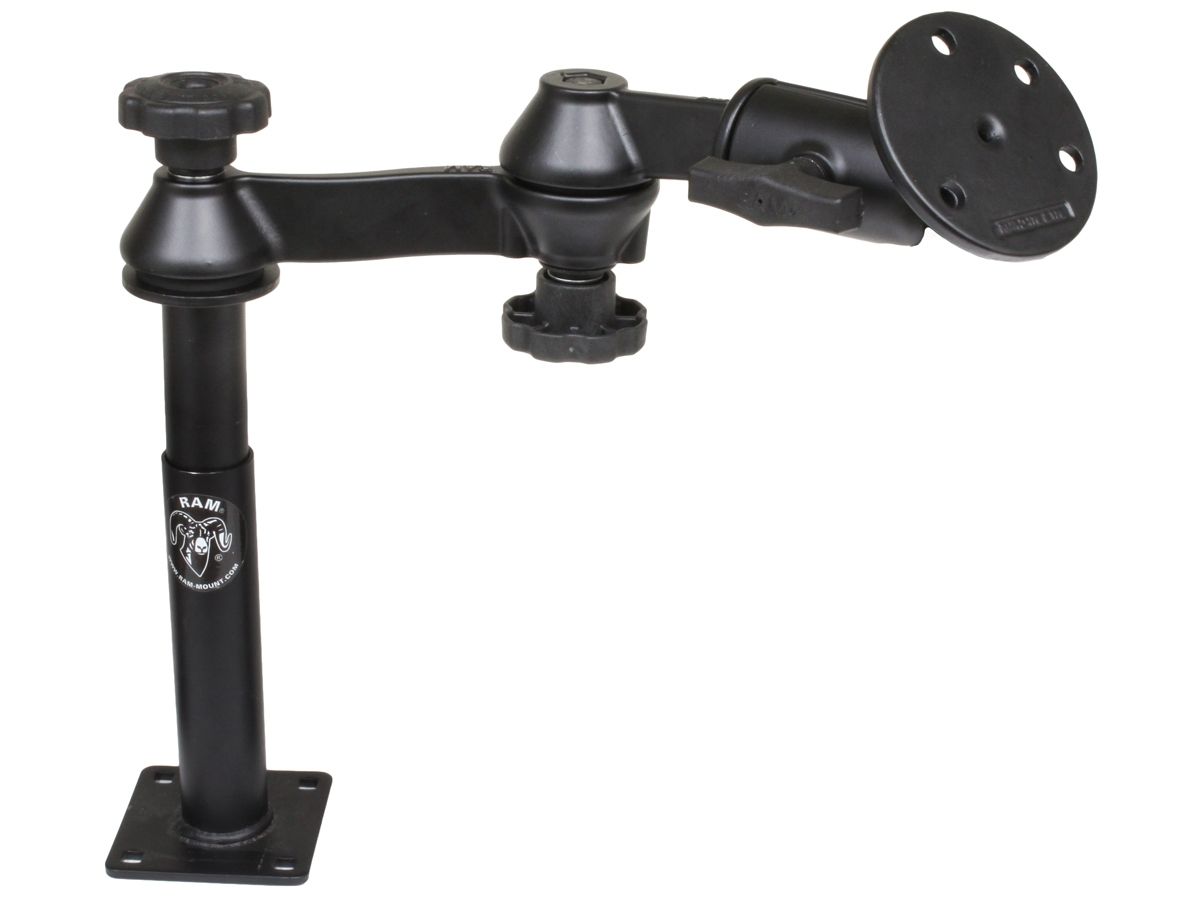 RAM Mounts Doppel-Schwenkarm mit Tele-Pole (ca. 100 mm) und Basis (ca. 175 mm) - Octagon-Verbindungsarm, runde Basisplatte (großer Durchmesser), C-Kugel (1,5 Zoll)