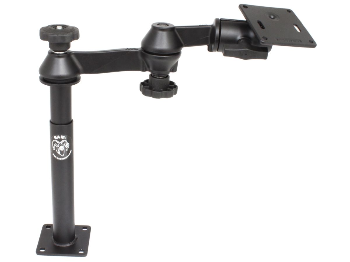 RAM Mounts Doppel-Schwenkarm mit Tele-Pole (ca. 200 mm) und Basis (ca. 225 mm) - Octagon-Verbindungsarm, VESA-Platte (75 x75 mm Lochraster), C-Kugel (1,5 Zoll)