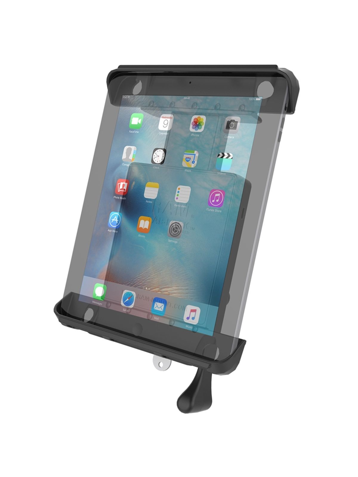 RAM Mounts Tab-Lock (abschließbar) Universal Halteschale für bis zu 11 Zoll Tablets (inkl. Apple iPad 1-4) - AMPS-Aufnahme, Schrauben-Set