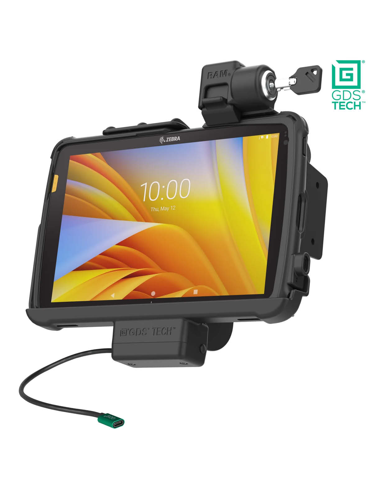 RAM Mounts GDS Form-Fit Halteschale (Schlüsselverriegelung) für Zebra ET40 & ET45 (10") Tablets in IntelliSkin Schutzhülle - USB-C-Anschluss