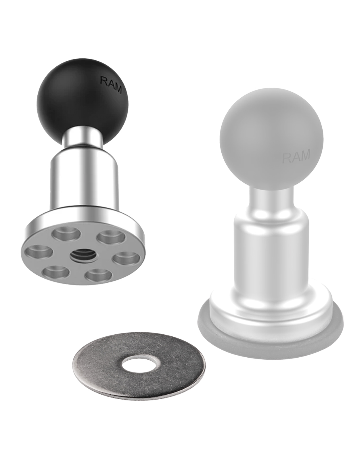 RMG Aluminium-Kugeladapter mit M8 Innengewinde und Gummi-Reibungsscheibe – B-Kugel (1 Zoll) – Kompatibel für ITEM, Bosch-Rexroth & MiniTec