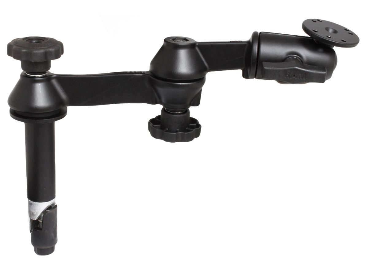 RAM Mounts Doppel-Schwenkarm mit Tele-Pole (ca. 100 mm) - Octagon-Verbindungsarm, runde Basisplatte (AMPS), C-Kugel (1,5 Zoll)